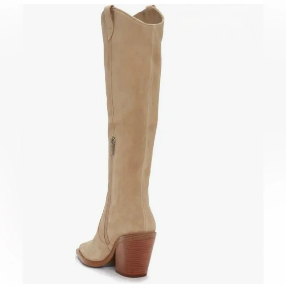 Vince Camuto -  VC-AFELIA - Beige Suede Heeled Boots - Picture 7 of 8
